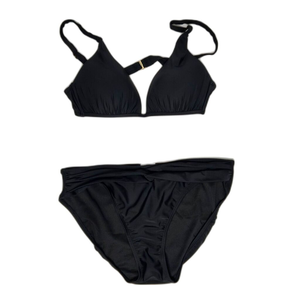 Island Escape Black Bikini Two Piece Swimsuit Set | Women's Size 12 | Black - Picture 1 of 10